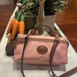 Longchamp Blush Pink Nylon Crossbody Handbag Cosmetic Bad w Strap